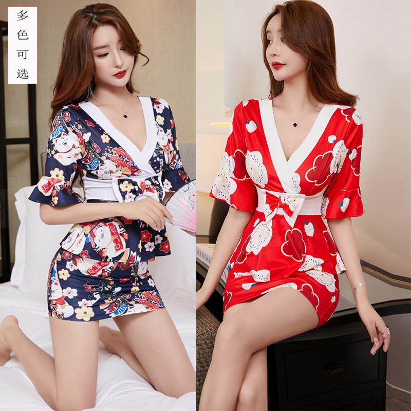 养生馆工作服遮肚显瘦性感连衣裙桑拿日系和服套装足浴足疗技师服