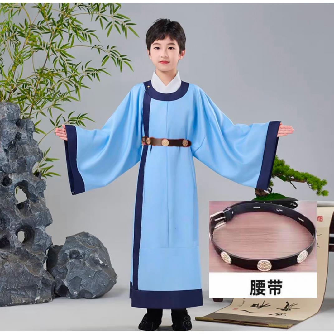儿童国学服唐朝宋制圆领袍汉服明制澜衫诗人话剧表演古装古风腰带