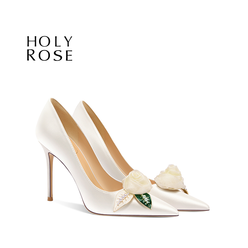 HolyRose绸缎礼服鞋公主花朵