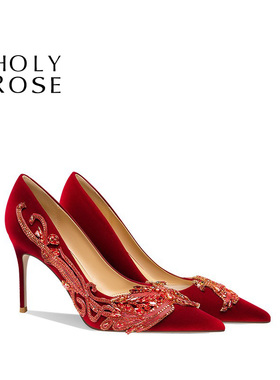 HolyRose【鸾凤和鸣】中式红色婚鞋秀禾婚纱两穿新娘鞋旗袍礼服鞋