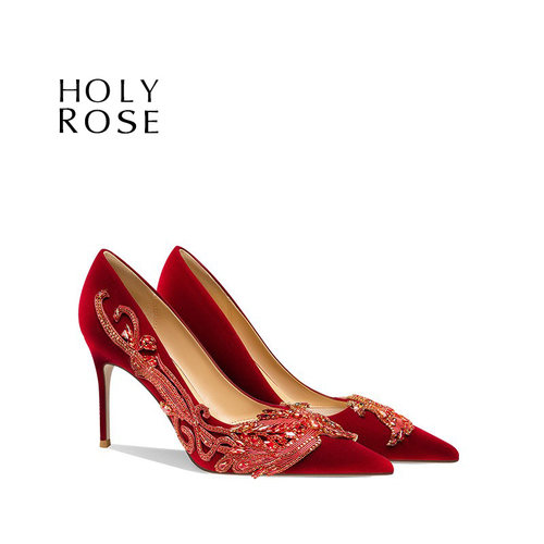HolyRose中式婚鞋秀禾婚纱两穿