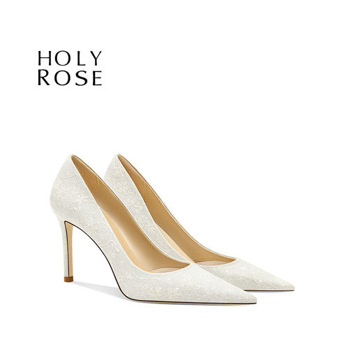 HolyRose【花嫁之恋】法式白色绝美婚鞋婚纱礼服宴会鞋订婚高跟鞋
