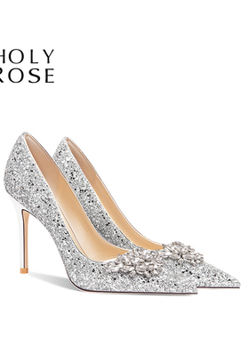 HolyRose【心之悦动】法式水晶婚鞋秀禾婚纱两穿礼服鞋公主高跟鞋
