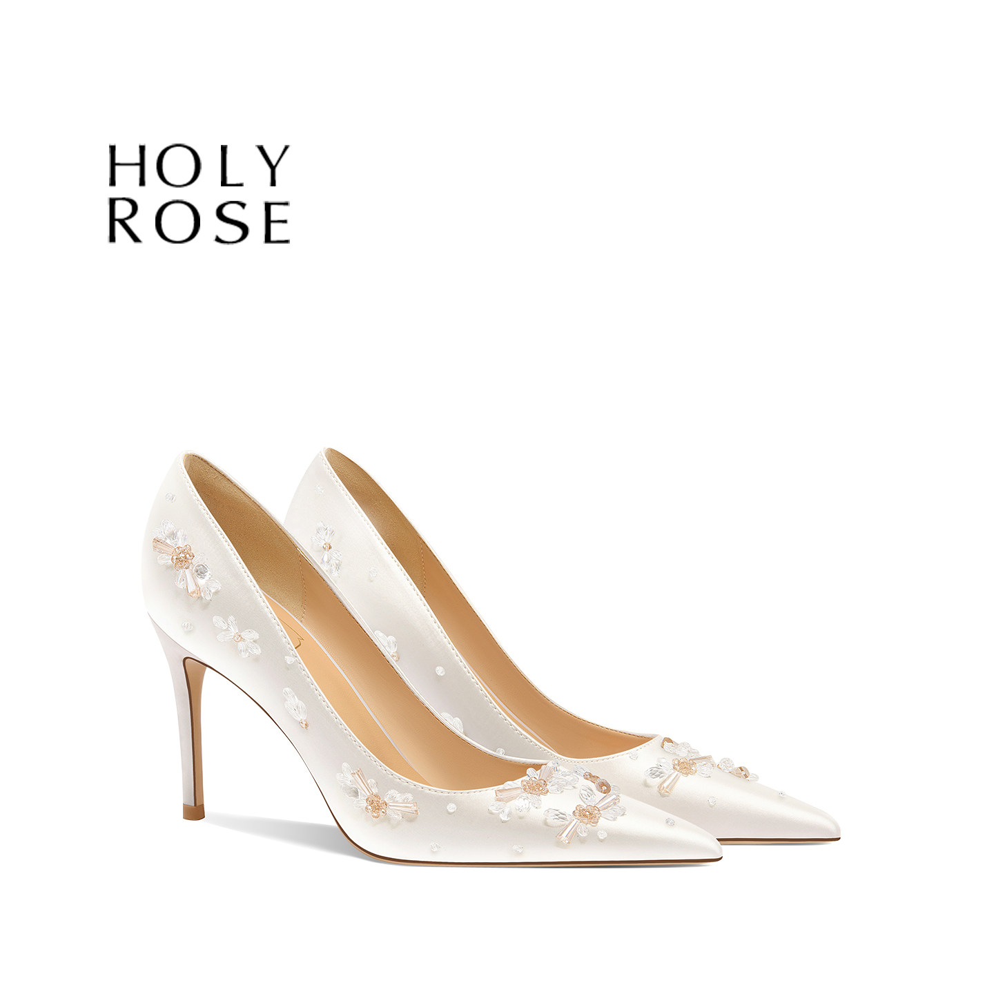 HolyRose缎面不累脚高跟婚鞋