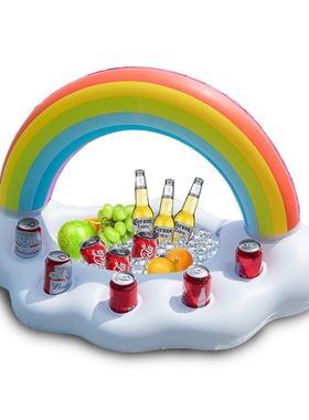 Rooxin Inflatable Drink Holder Rainbow Pool Float Swimming