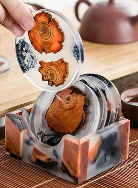 6Pcs Resin Pine Coasters Heat Resistant Placemats Drink Mat