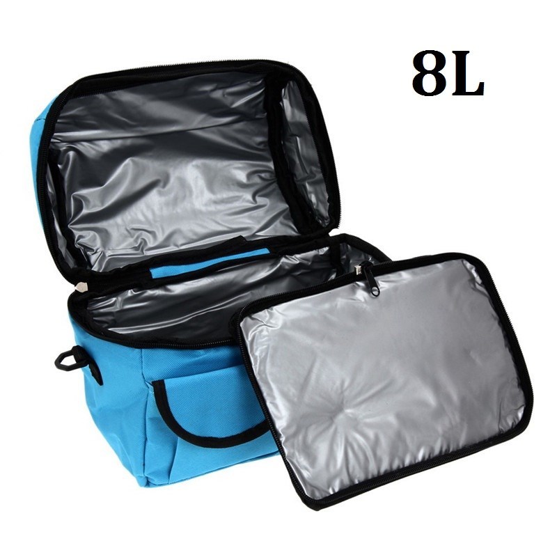 8L Square Thermal Bag Women Men Lunch Bag Cooler Beam Port L