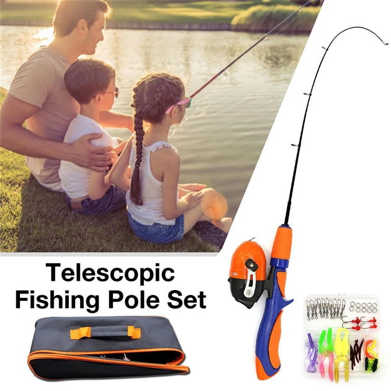 Kids Fishing Pole Set Telescopic Portable Lightweight Comfor