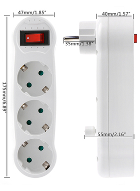 16A European Type Conversion Plug 1 TO 3 Way EU Standard