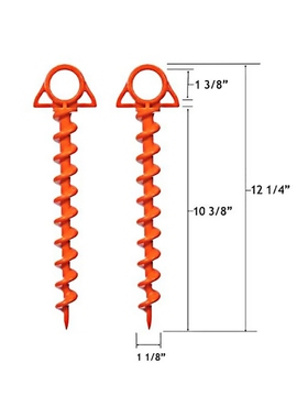 2pcs Tent Pegs Ground Anchor Camping Stakes Dog Screw Orange