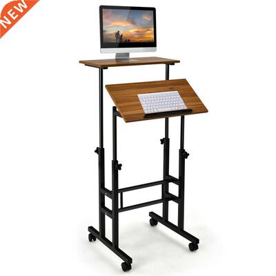 Costwy Mobile Stnding Desk Rolling djustble Lptop Crt