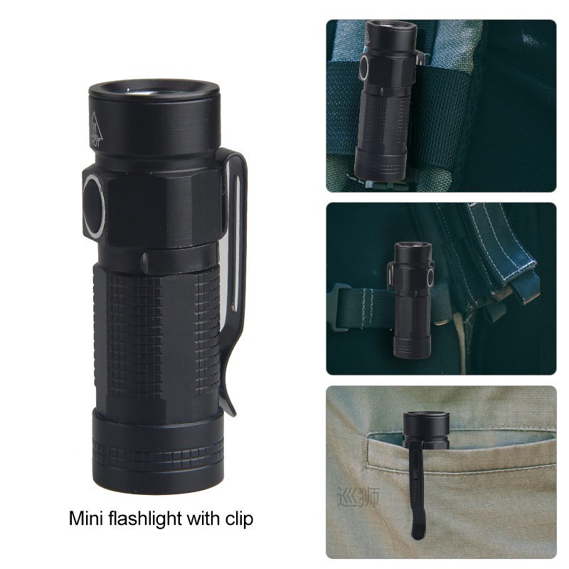 Mini Outdoor LED CLIP EDC Flashlight USB Rechargeable Mini P