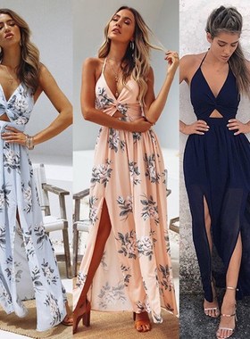 offshoulder dress slip beach maxi floral ladies summer boho