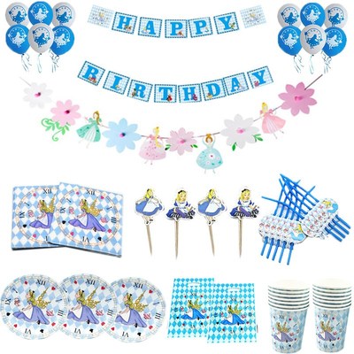 Alice in Wonderland Theme Birthday Party Disposable Tablewa