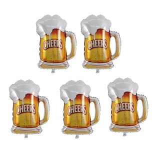 Beer Cups Cartoon 5Pcs Foil Balloons Aluminum Ball Birthday