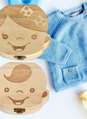 Wooden Baby Tooth Box Kids Teeth Storage Box Teeth Umbilica