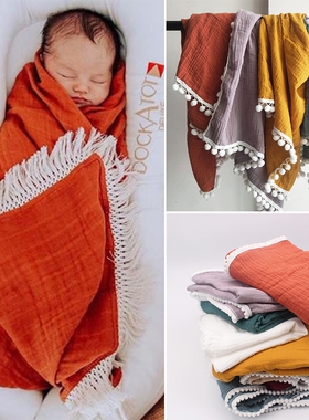 Organic Cotton Muslin Blanket Double Gauze Bath Towel Baby