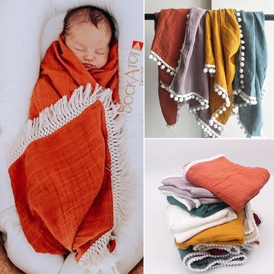 Organic Cotton Muslin Blanket Double Gauze Bath Towel Baby