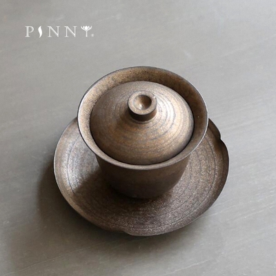 Gilt Retro Gaiwan Hand Made Rust glaze Tea Tureen Chinese Ku