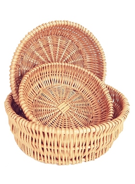 3 Pack Round Bread Basket for Serving Set,Wicker Woven