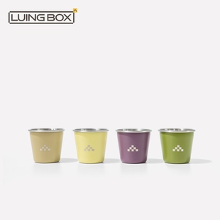 Luingbox camped 304 stainless steel cups with a cup of tea a