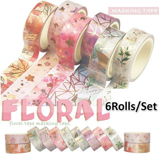 6Rolls/Set Flower Washi Tape Floral Decorative Tape Scrapboo