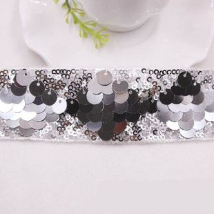 Shiny Wedding Lace Polyester Ribbon Fabric Sequin Trims