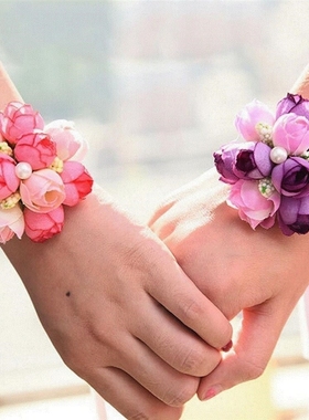 artificial bride flowers rose wrist corsage bridesmaid siste