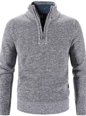 Winter Mens Fleece Thicker Sweater Half Zipper Turtlene