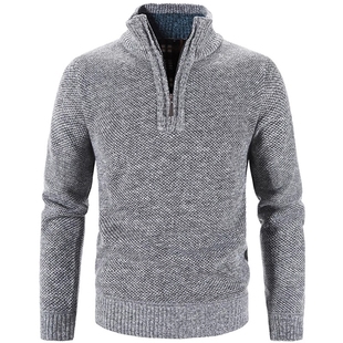 Winter Mens Fleece Thicker Sweater Half Zipper Turtlene