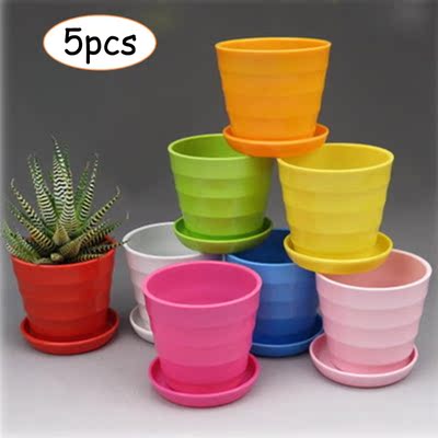 5pcs Colourful Plant Pot Mini Plastic Flower Pot Succulent