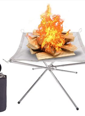 Bonfire Campfire Pit Camping Wood Stove Stand Frame Fire