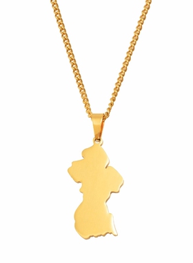 Anniyo Map of Guyana Pendant Necklaces Women Girls Gold Col