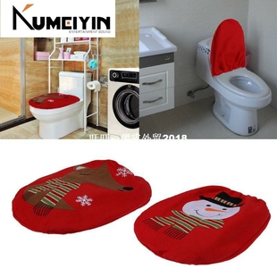 Santa Toilet Claus Seat Cover Rug Bathroom Decoration Gifts
