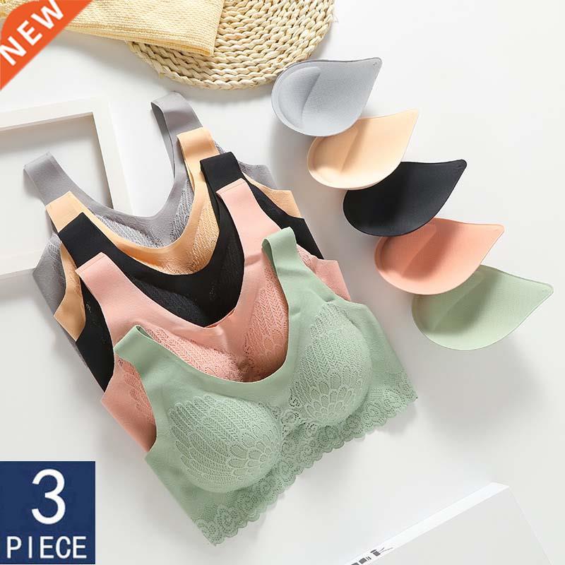 3pcs V Latex Bra Seamless Bras For Women Underwear BH Push U