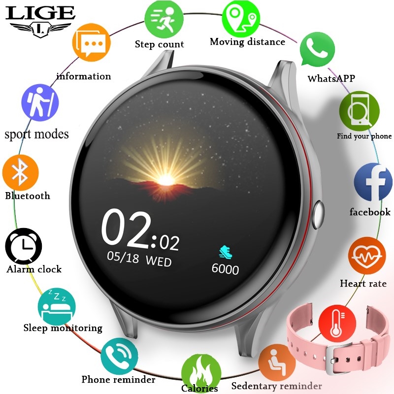 LIGE Full Touch Screen Smart Watch Womens Multifunctional