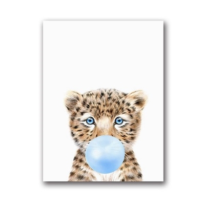 Wild Animal Blowing Bubble Gum Wall Art Prints Poster , Lion