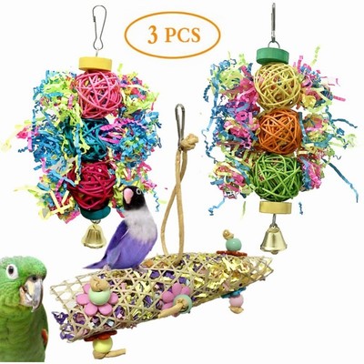 3Pcs/lot Bird Toy Set For Parrot Shredder Foraging Assorted