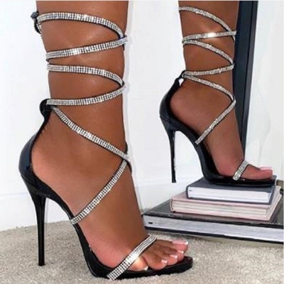 2021 Summer New Gladiator Women Sandals Fashion Black Ankle