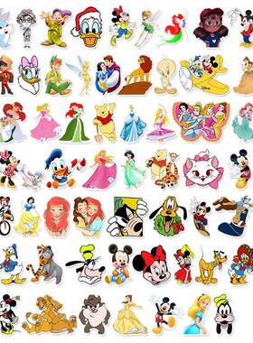 Disney 56pcs Princess Mickey Minnie Cartoon Stickers Skateb