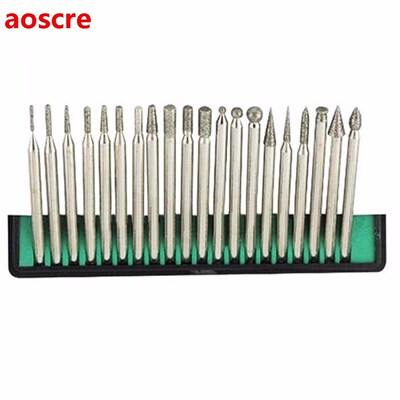 HSS 20Pcs 3mm Shank Diamond Grinding Burr Needle Point Rotar
