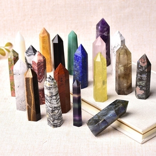 Qua Wand Color Natural Stones Amethyst Point Crystal Rose