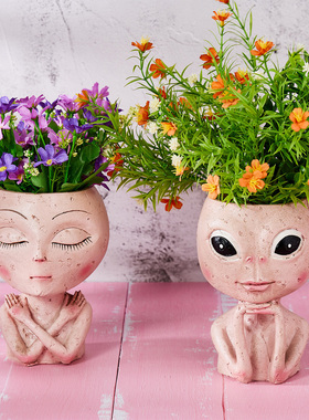 Resin Succulent Flower Pot Imitation Character Plant Flower