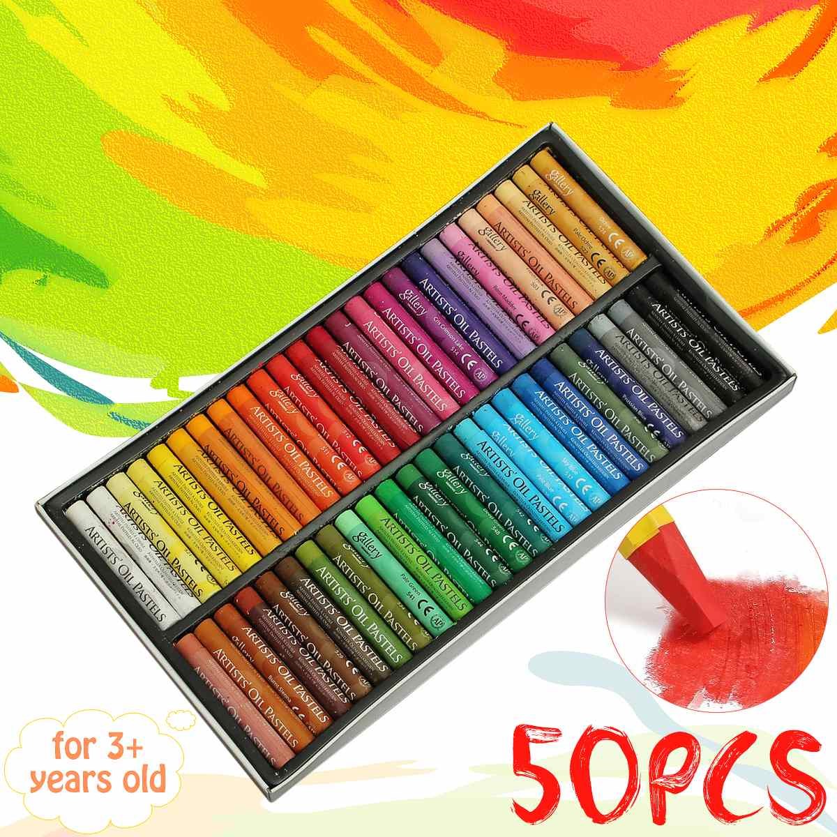 50 Colors/Set Round Shape Oil Pastel for Artist Students Dra