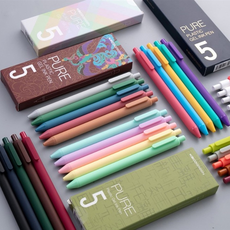 5 pcs/Set Macaron Color Gel Pens Black Colored Ink Ballpoin