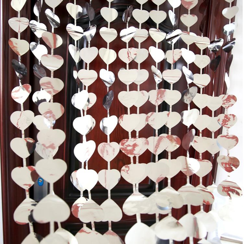 180*100cm Metallic Foil Tinsel Fringe Gold Silver Heart Sha