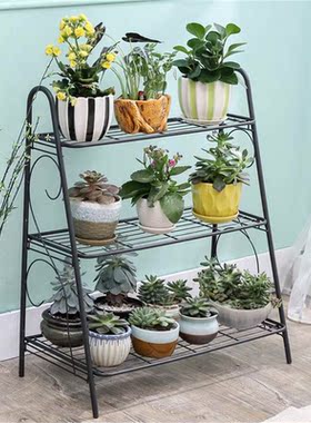 Iron 3-layers Plant Stand Succulent Shelf Rack Balcony Simpl