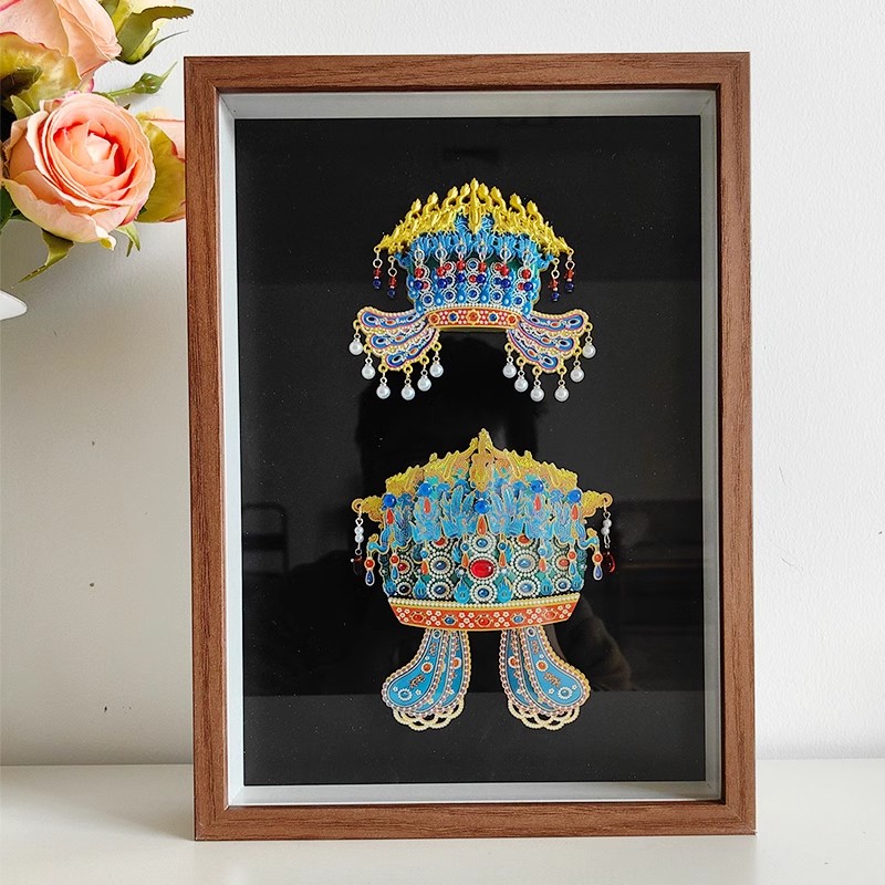 国博凤冠冰箱贴展示框磁吸磁贴收纳收藏展示板博物馆玻璃相框