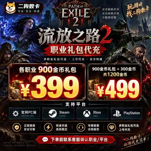 流放之路2暗币金币 充值官网/steam/EPIC平台poe2礼包点券代充