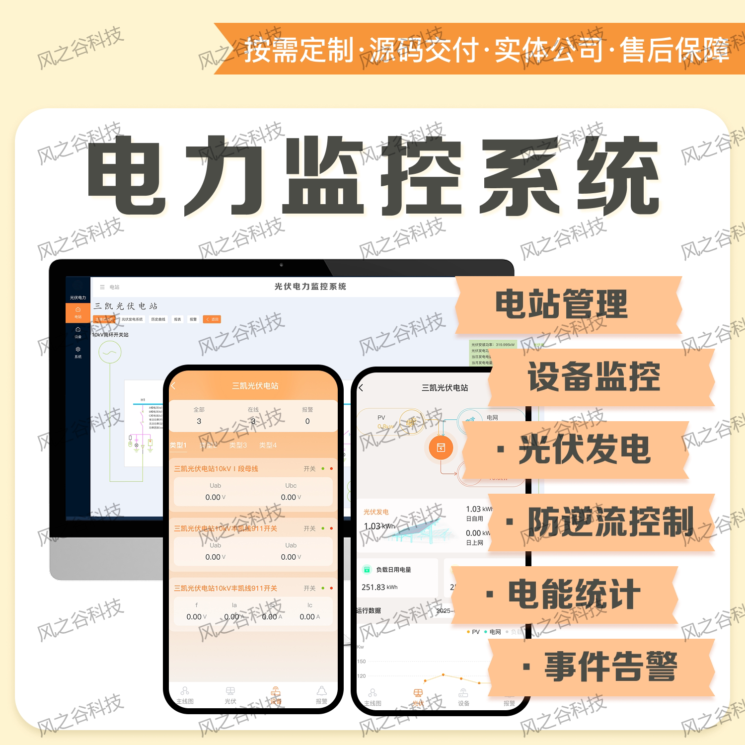 电力监控系统软件开发定制电站管理设备监控防逆流控制电能统计